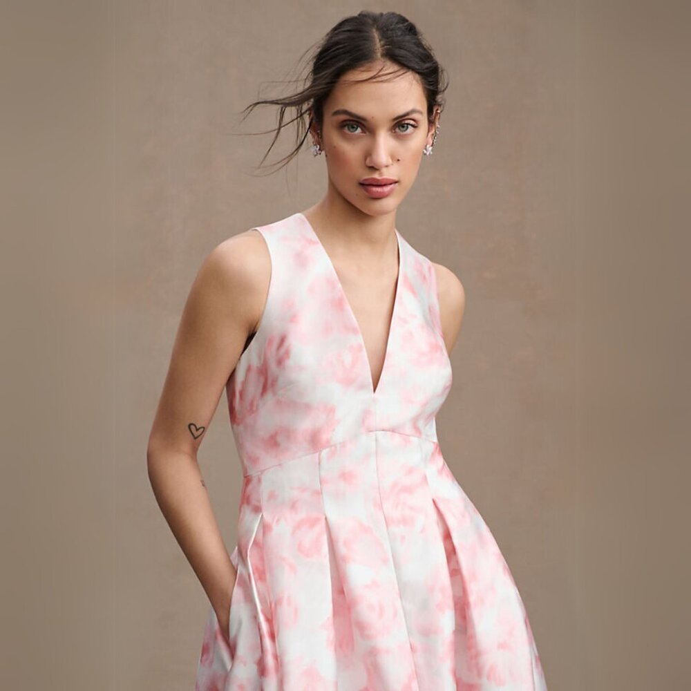 Sachin & Babi Womens Size 0 Pink White Floral‎ Watercolor Brooke Gown Maxi Dress - Picture 3 of 5
